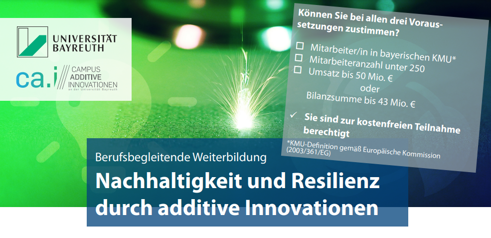 Zertifikatslehrgang "Nachhaltigkeit und Resilienz durch additive Innovationen"